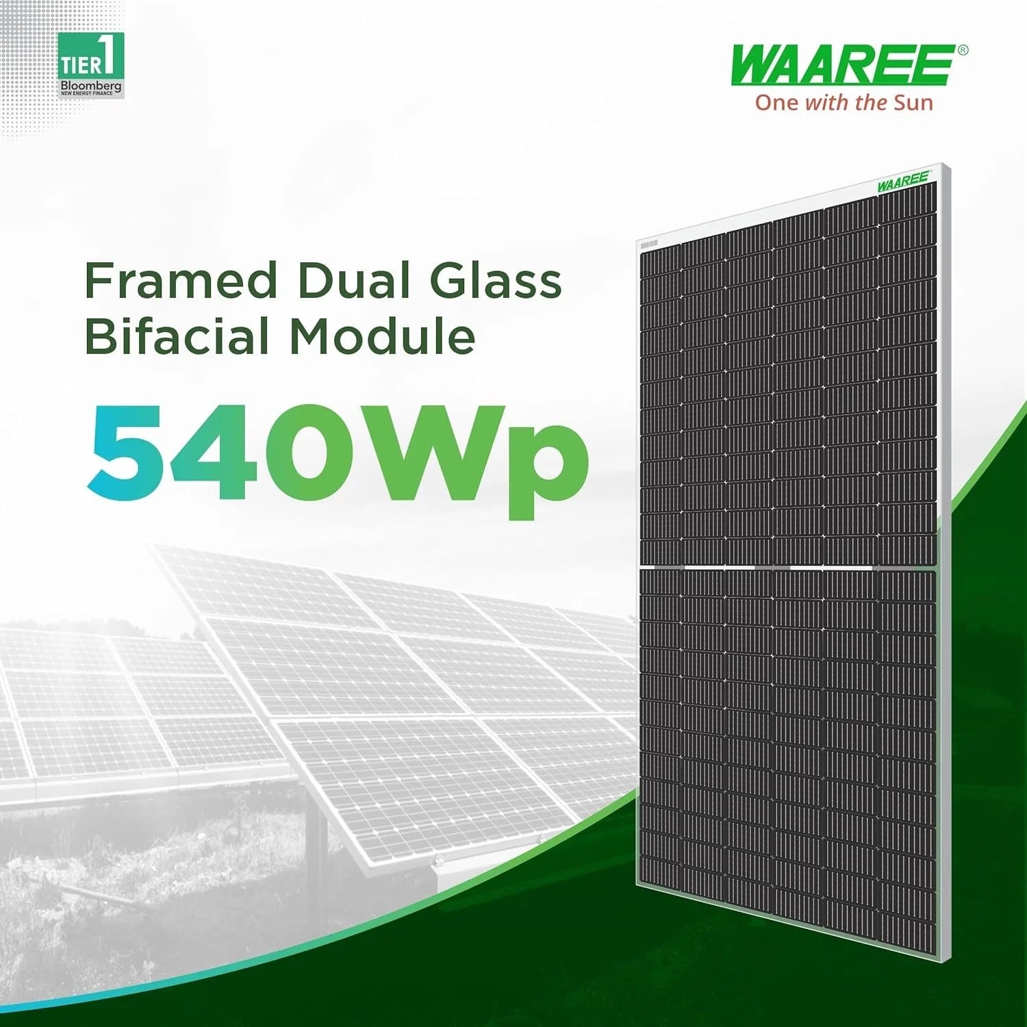 WAAREE 540Wp Bifacial DCR Module